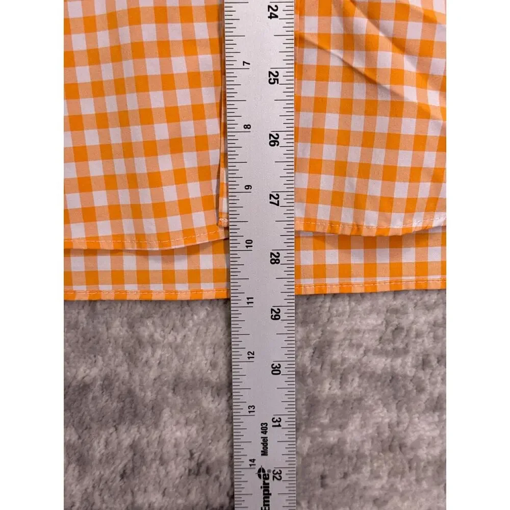 Vineyard Vines Shirt Medium Mens On The Go Performance Orange Gingham Check - Picture 6 of 8